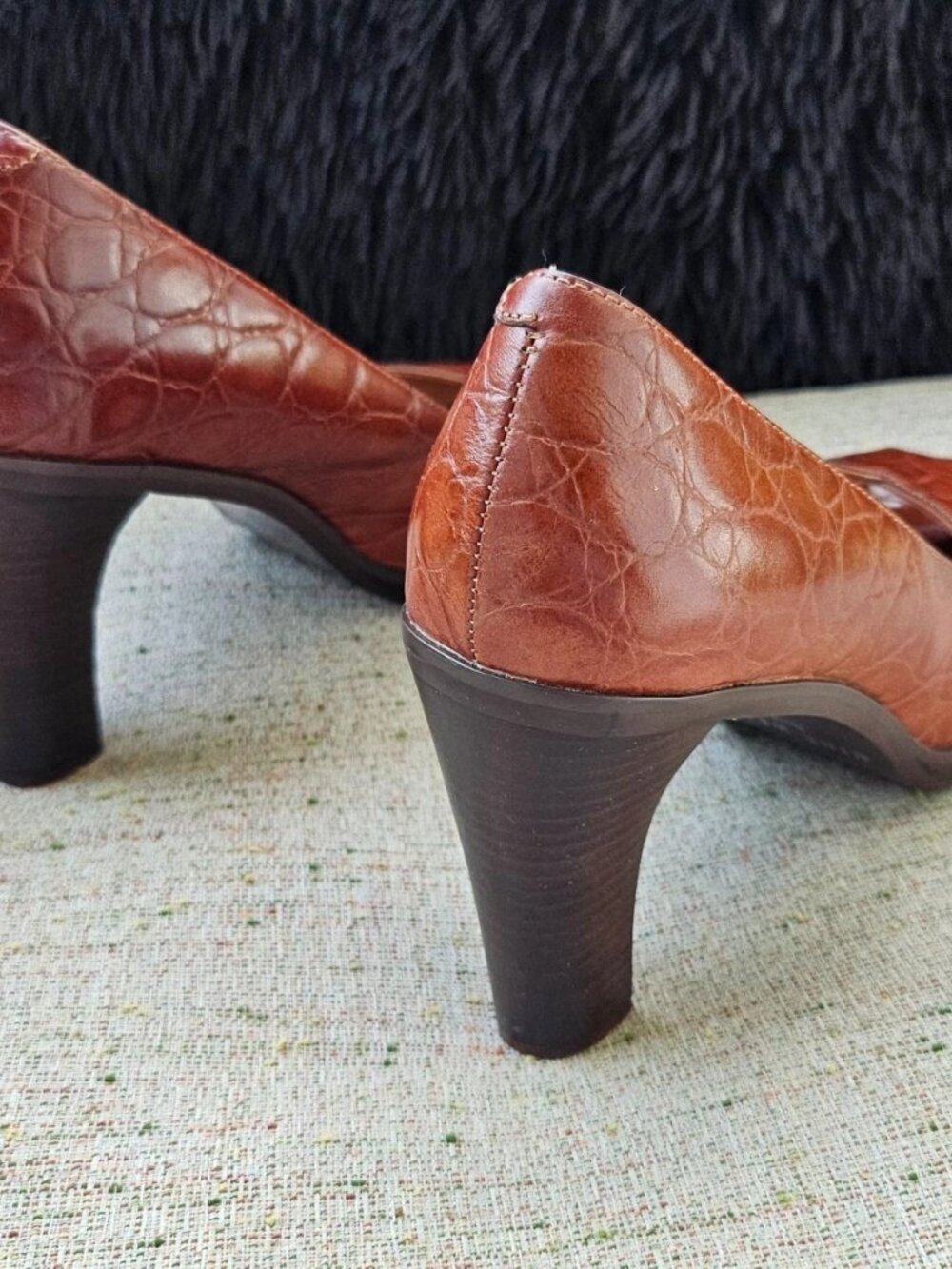 Nine West Women Heel Pump sandal Shoes Brown Leather Upper Size 6.5M - Picture 6 of 12